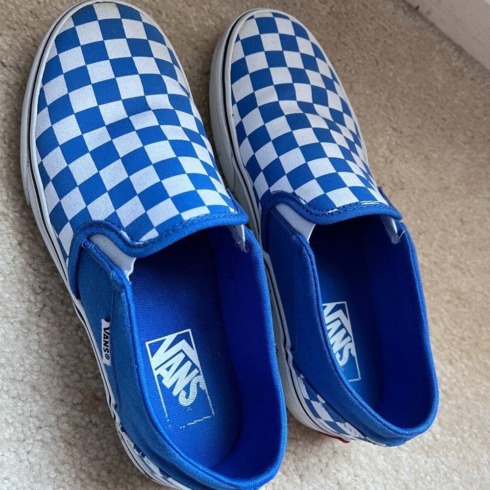 Periwinkle blue checkered vans Women's size 8.5